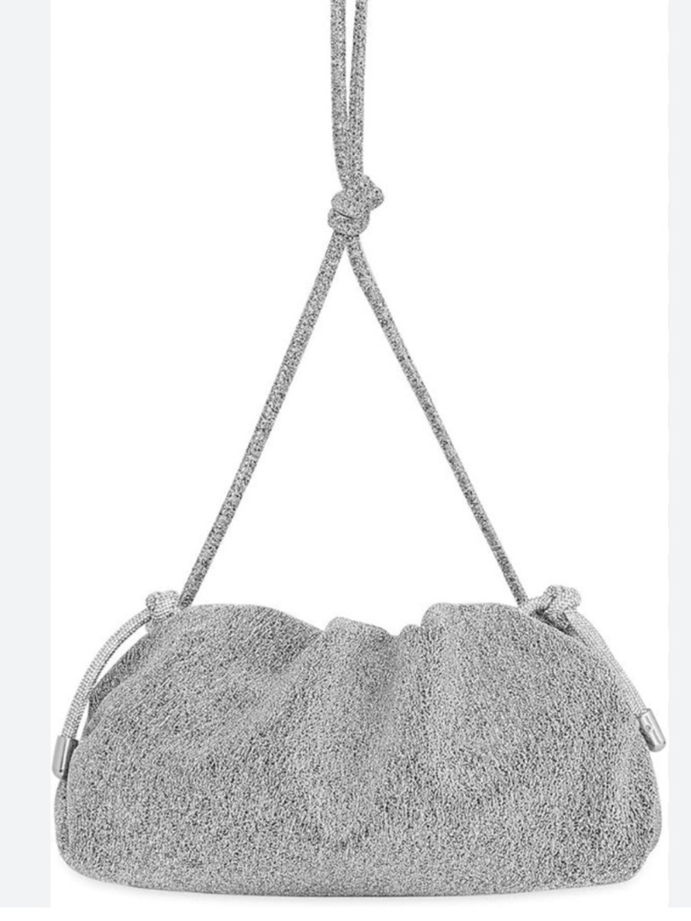 Rebecca Minkoff Gray Silver Textured Tied-Up Clutch Rhinestone Ties